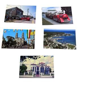 Lot of 5 Vintage Buildings Landscapes and Trolleys Postcards